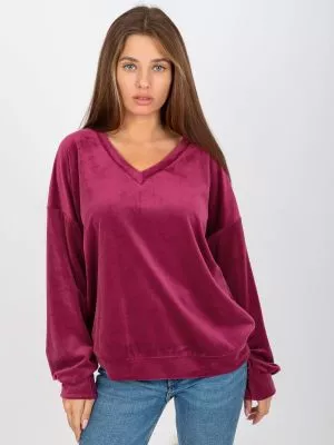 Bluza dama cu maneca lunga din catifea violet - bluze