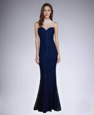 Rochie de seara lunga albastru Ximena - rochii de seara