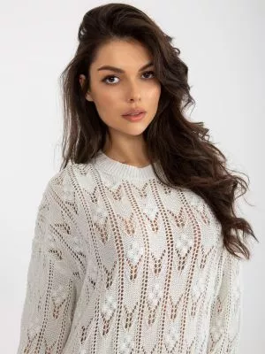 Pulover dama tricotat alb - pulovere