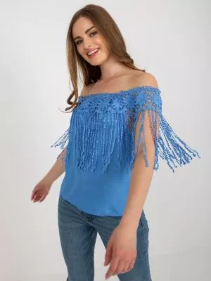 Bluza dama stil spaniol albastru - bluze