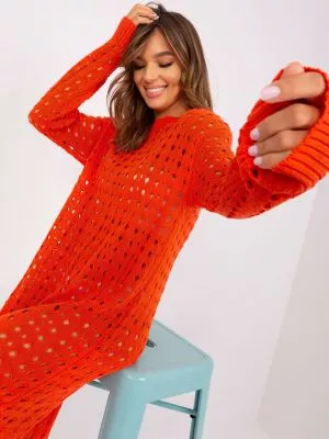 Rochie de zi tricotata portocaliu - rochii de zi