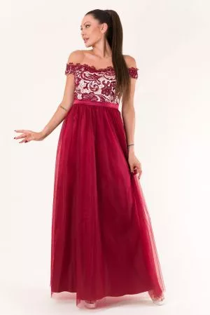 Rochie de seara lunga rosu Abigail - rochii de seara